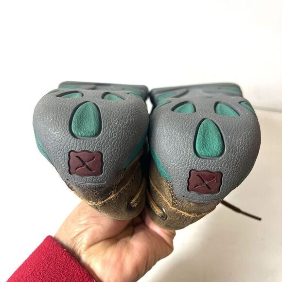 Twisted X Casual Shoe Women 6.5M Driving Moc Leather Brown/Teal Snake Skin Print - Picture 8 of 10